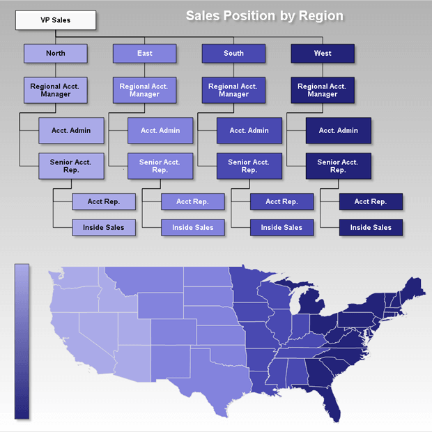 Organizational chart with map