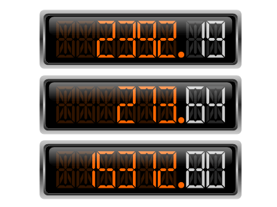 Gauge numeric display fourteen Segment