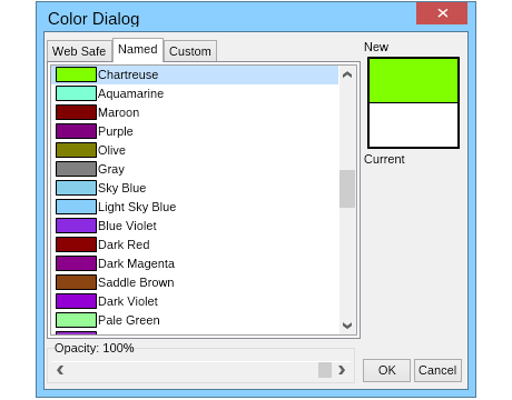 Color dialog named