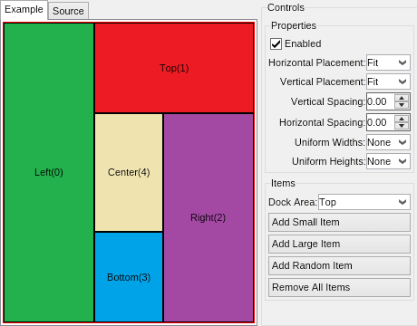 Dock layout panel