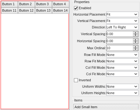 Table flow layout panels