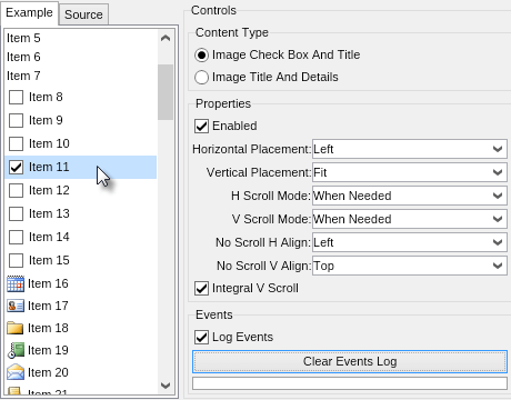 Mixed content list box